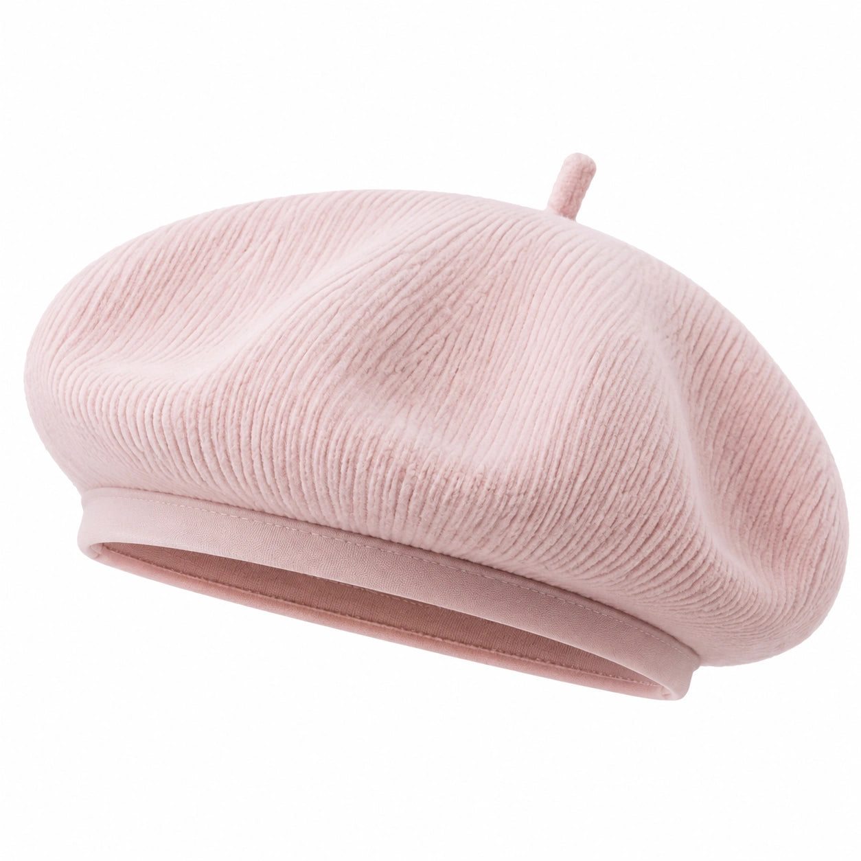 Basco taglia unica in tessuto a coste rosa - stile casual
