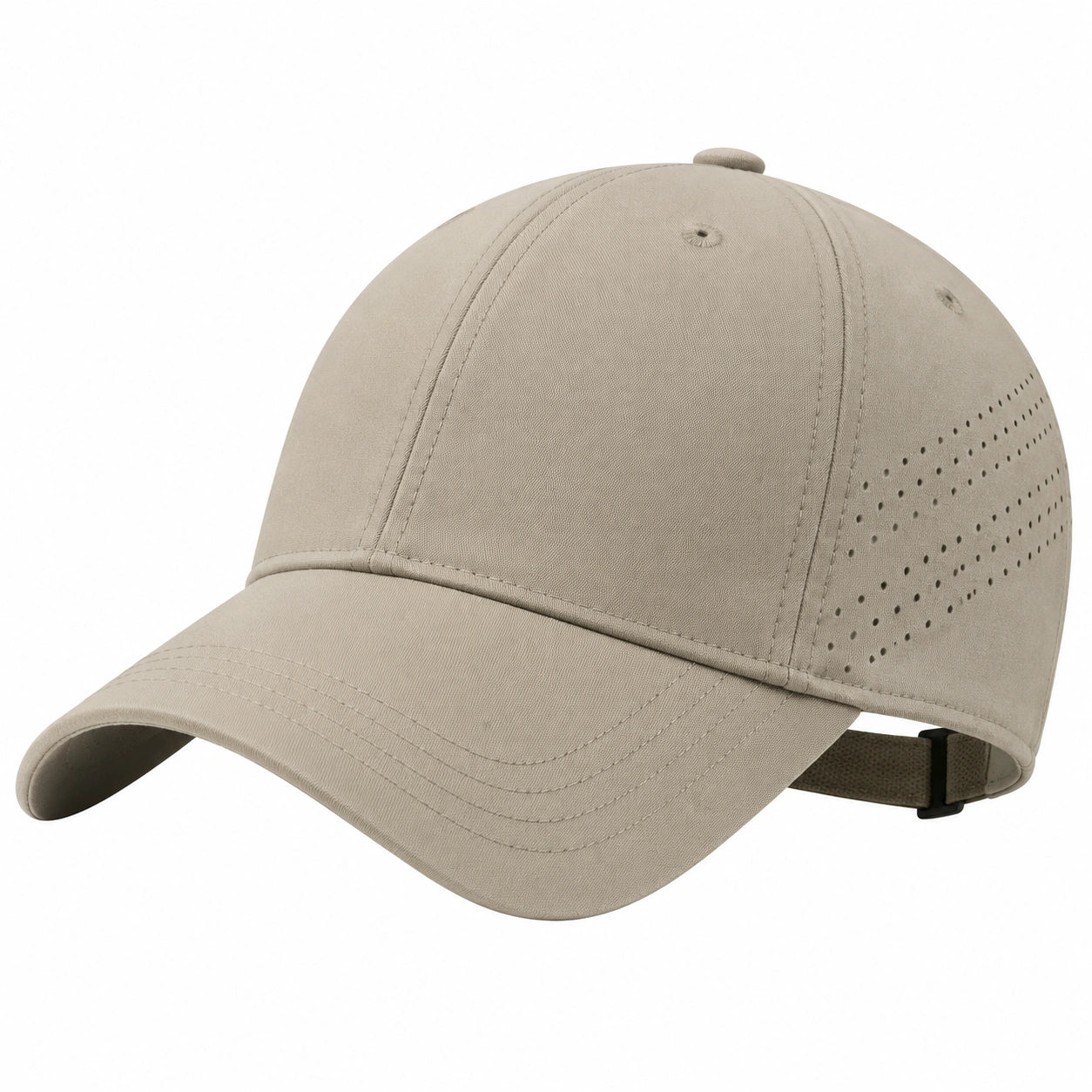 Cappellino da baseball taglia unica in tessuto beige traspirante regolabile