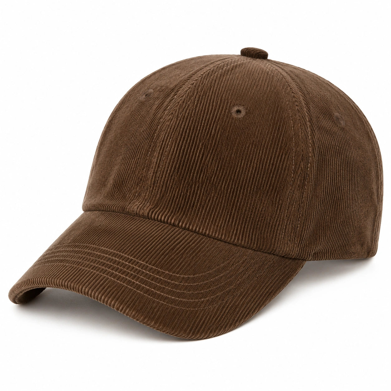 Cappellino da baseball taglia unica in tessuto a coste marrone - visiera curva casual