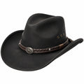 Cappello cowboy taglia unica nero in similpelle scamosciata con fascia intrecciata