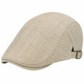 Cappello piatto taglia unica in tessuto beige regolabile stile classico