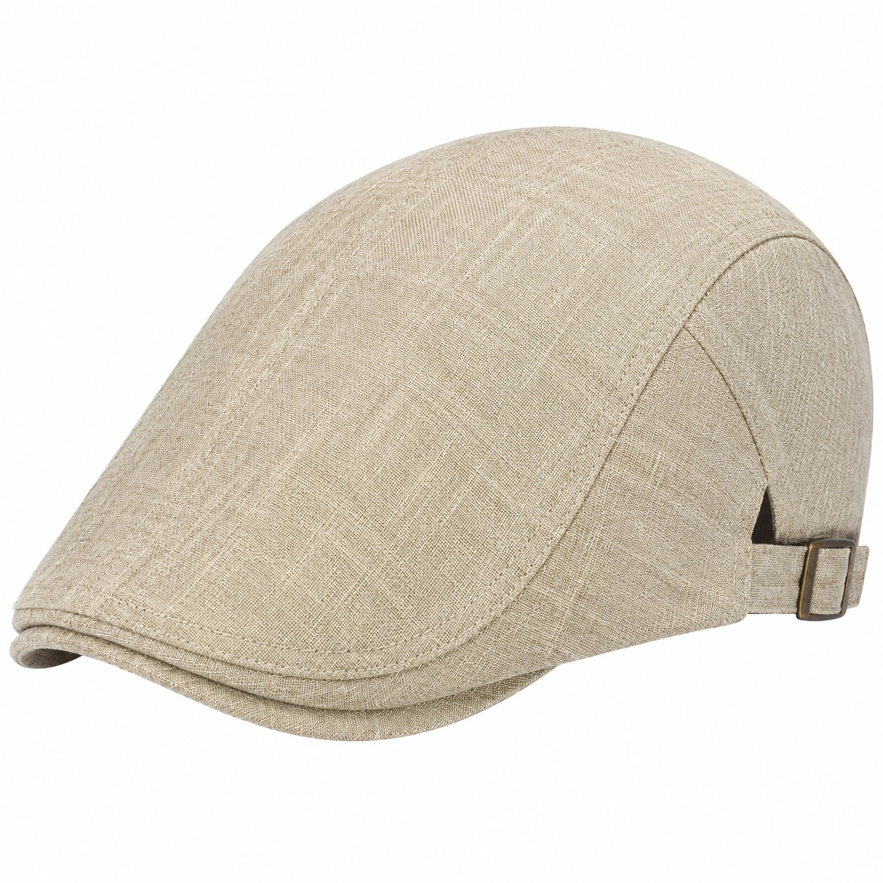Cappello piatto taglia unica in tessuto beige regolabile stile classico