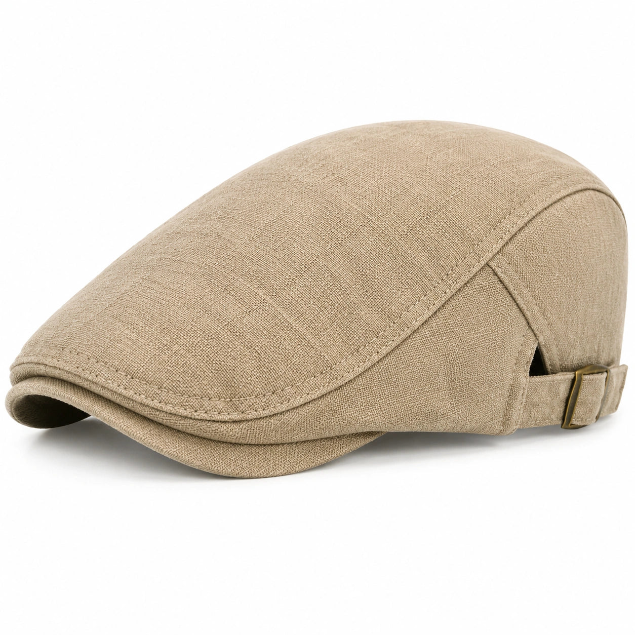 Berretto coppola taglia unica in tessuto beige con chiusura regolabile stile casual