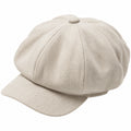 Berretto da uomo taglia unica in tessuto beige stile newsboy
