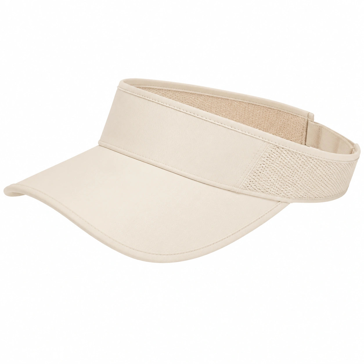 Visiera parasole taglia unica in materiale sintetico beige con fascia regolabile